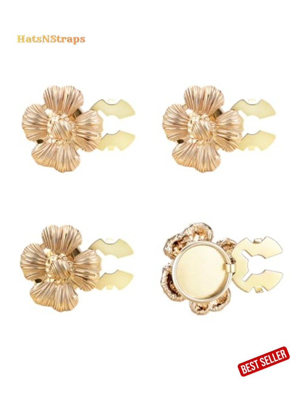 4pc Flower Button Covers Alloy Metal Clip-On Cufflinks for Tuxedo Shirts